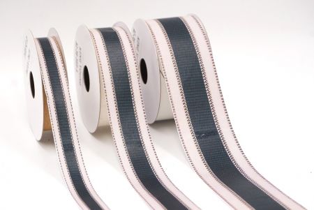 Біла з чорною середньою смугою плетена стрічка_AI